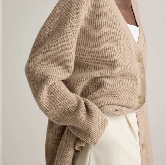 Quince Cardigan Mongolian Cashmere Oversized Oatmeal - Picture 7 of 15